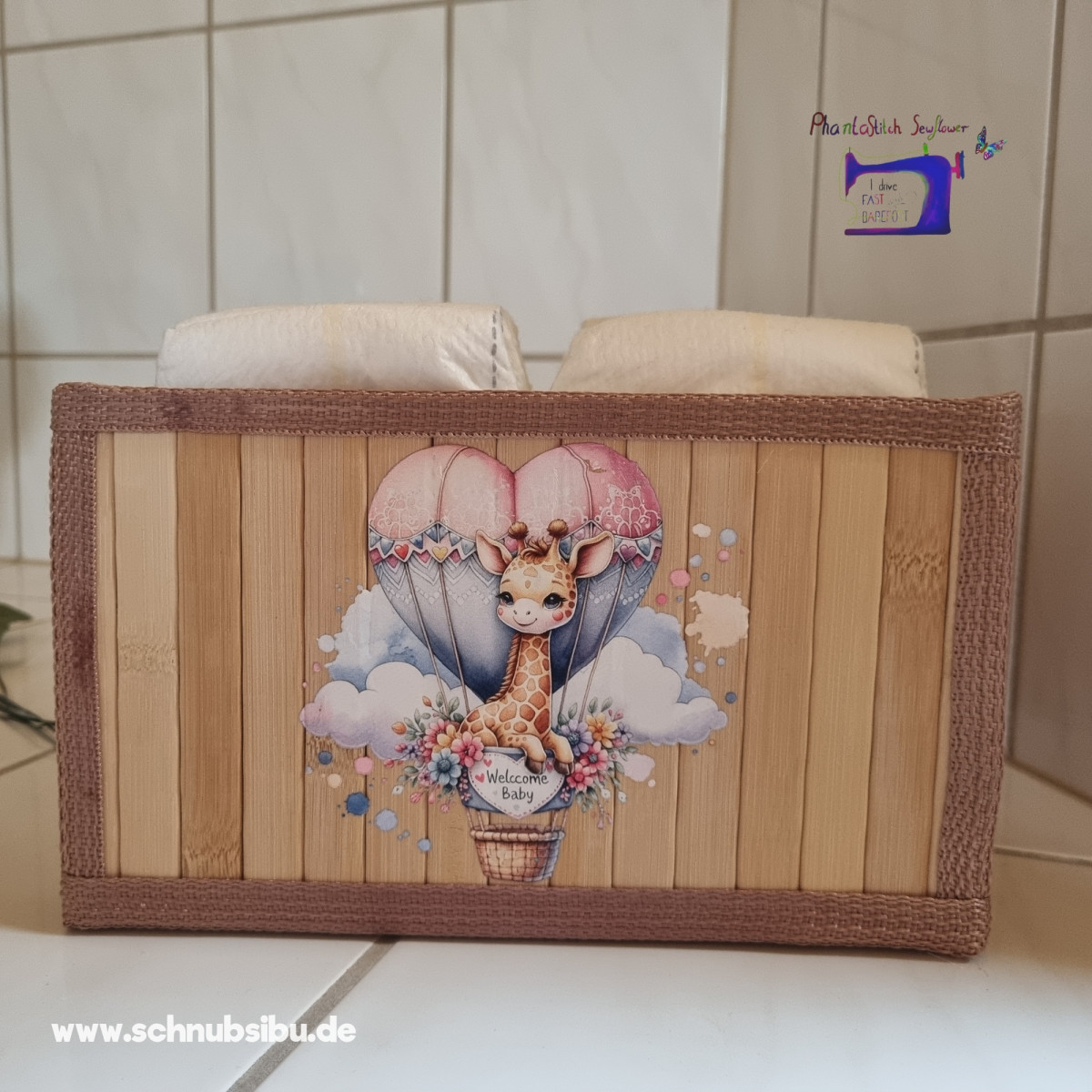 Bügelbild Babygiraffe rosa